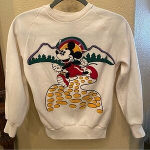 Vintage SUNDAY COMICS Mickey Mouse 3-D Textured Embroidery Sweatshirt Size Small